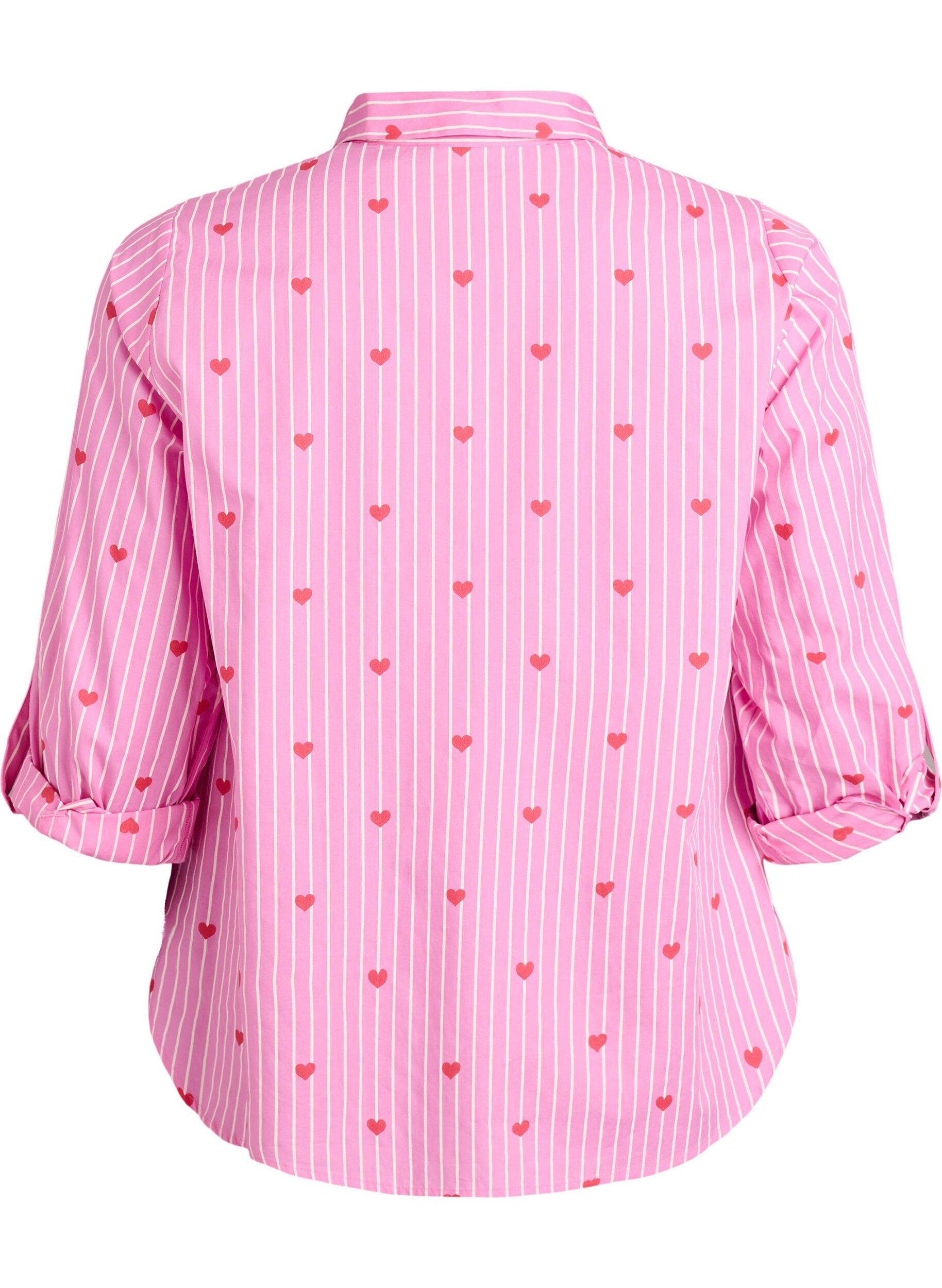 ZizziShirt blouse met strepen en hartjes, Roze, Packshot image number 1