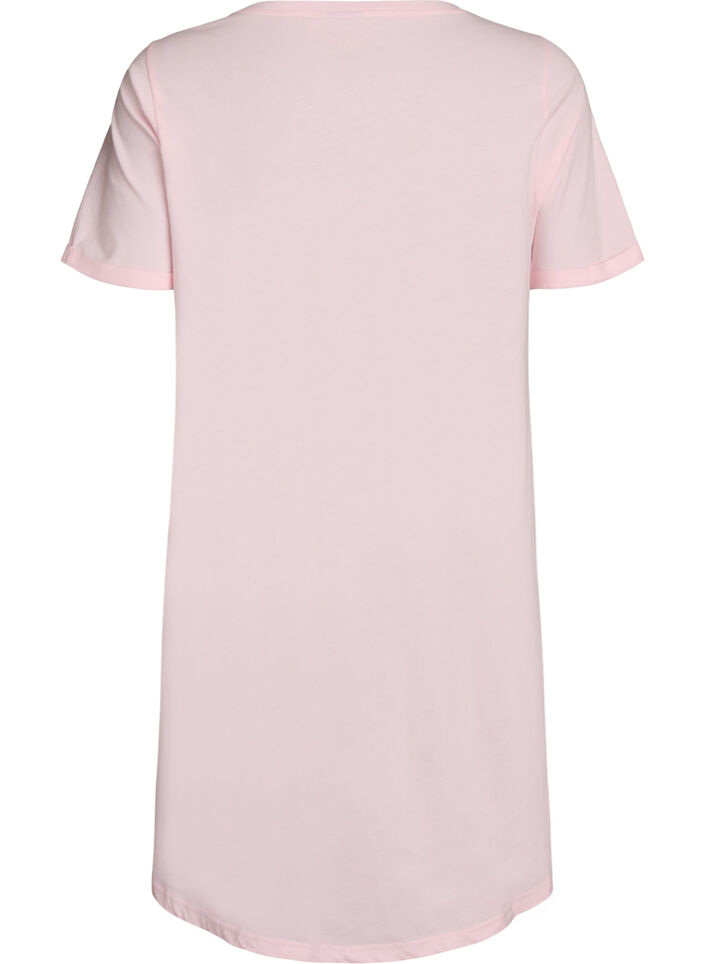 Nachtjapon met korte mouwen van biologisch katoen, Roze, Packshot image number 1