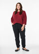 Geribde trui met 3/4 mouwen, Rood, Model image number 1