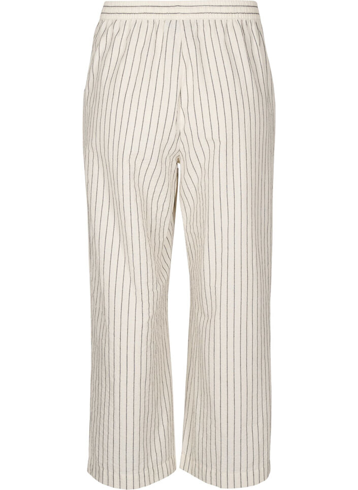 Losse broek met hoge taille en zakken, Vanille, Packshot image number 1