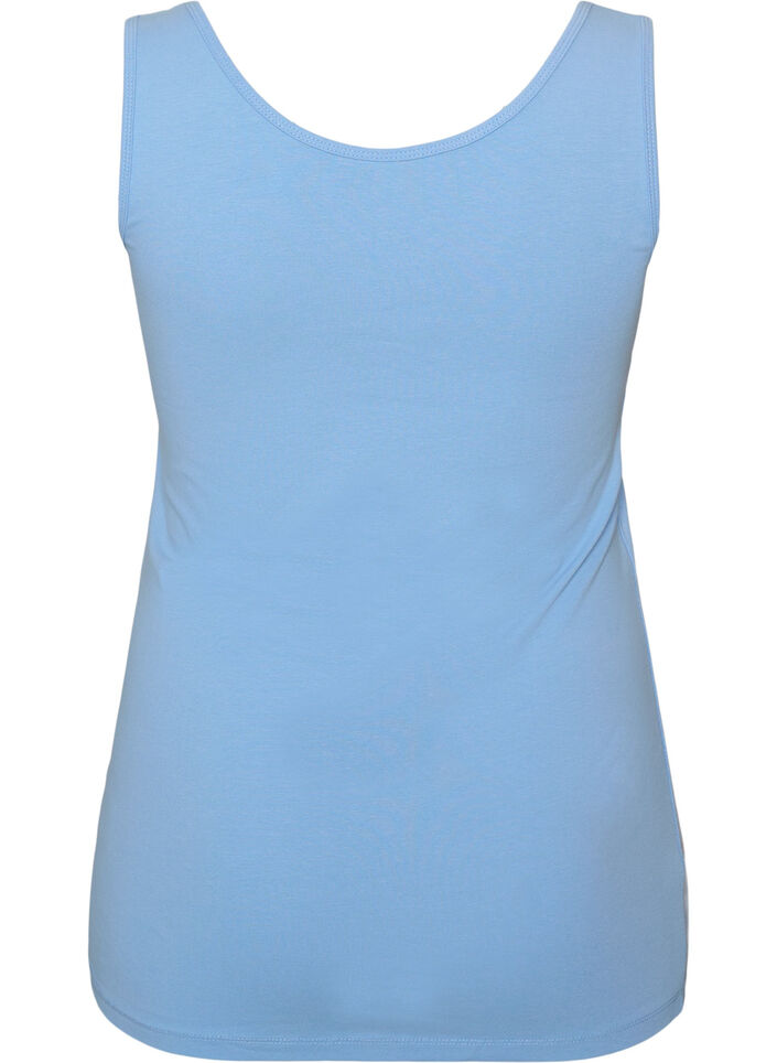 Effen basic top in katoen, Blauw, Packshot image number 1