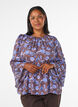 Blouse met bloemenprint en ruches aan de mouwen, Bruin, Model image number 0