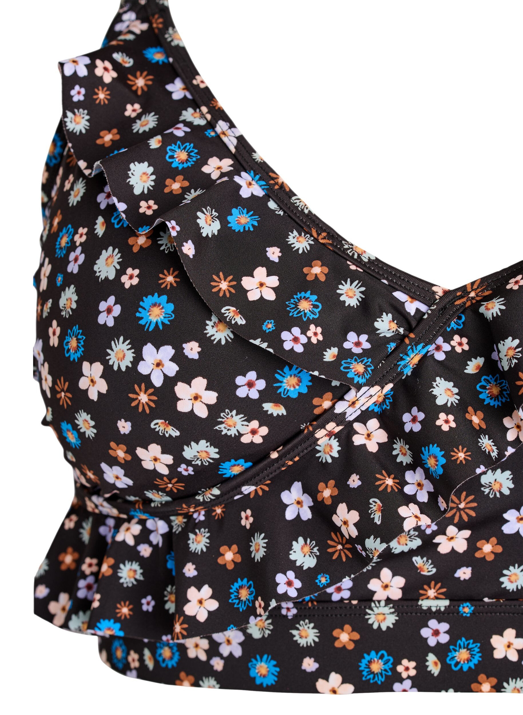 ZizziBloemen bikinitop met ruches, Bruin, Packshot image number 2