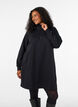 Sweatshirtjurk met hoge ribkraag en rits, Zwart, Model image number 0