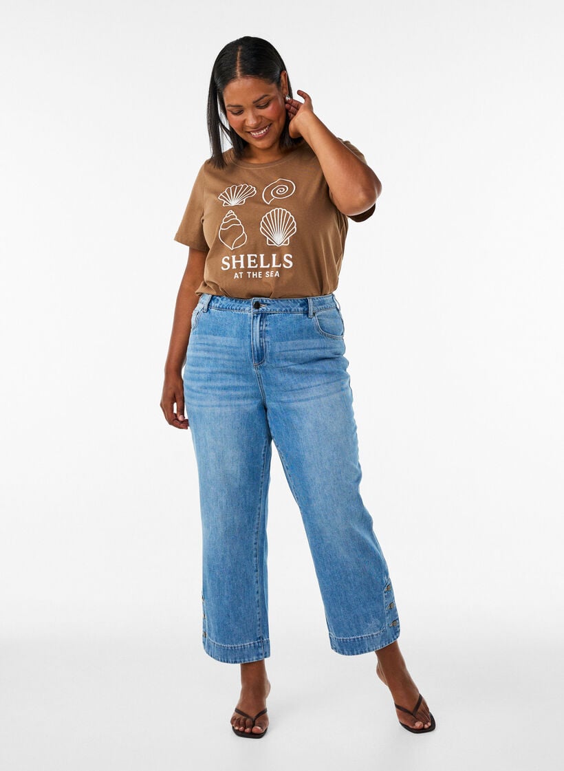 Katoenen T-shirt met print, Bruin, Model image number 1