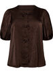 Satijnen blouse met strikjes en ellebooglange mouwen, Bruin, Packshot image number 0