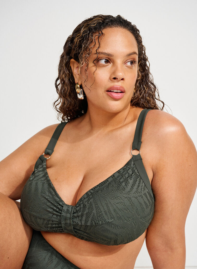 Bikinitop met gestructureerd mesh en afneembare vulling, Groen, Image