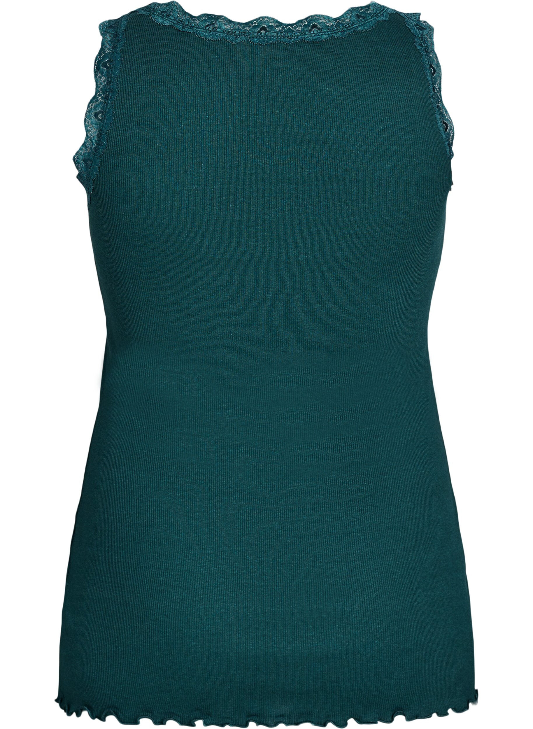 ZizziTop met kanten rand, Groen, Packshot image number 1
