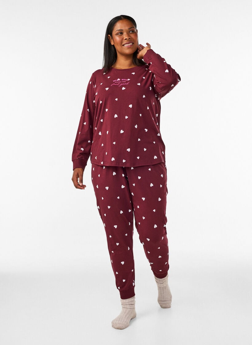 Bedrukte pyjamabroek, Rood, Model image number 0