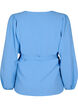 Omslagblouse met lange mouwen en striksluiting, Blauw, Packshot image number 1