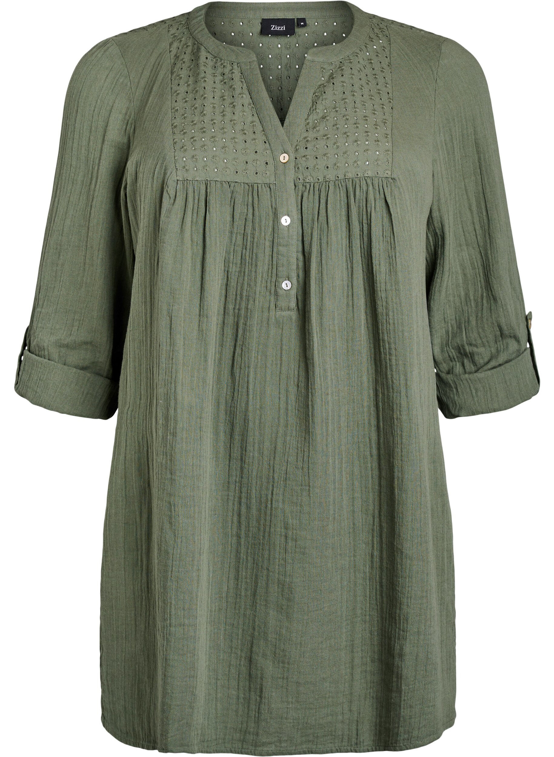 Katoenen mousseline tuniek met broderie anglaise