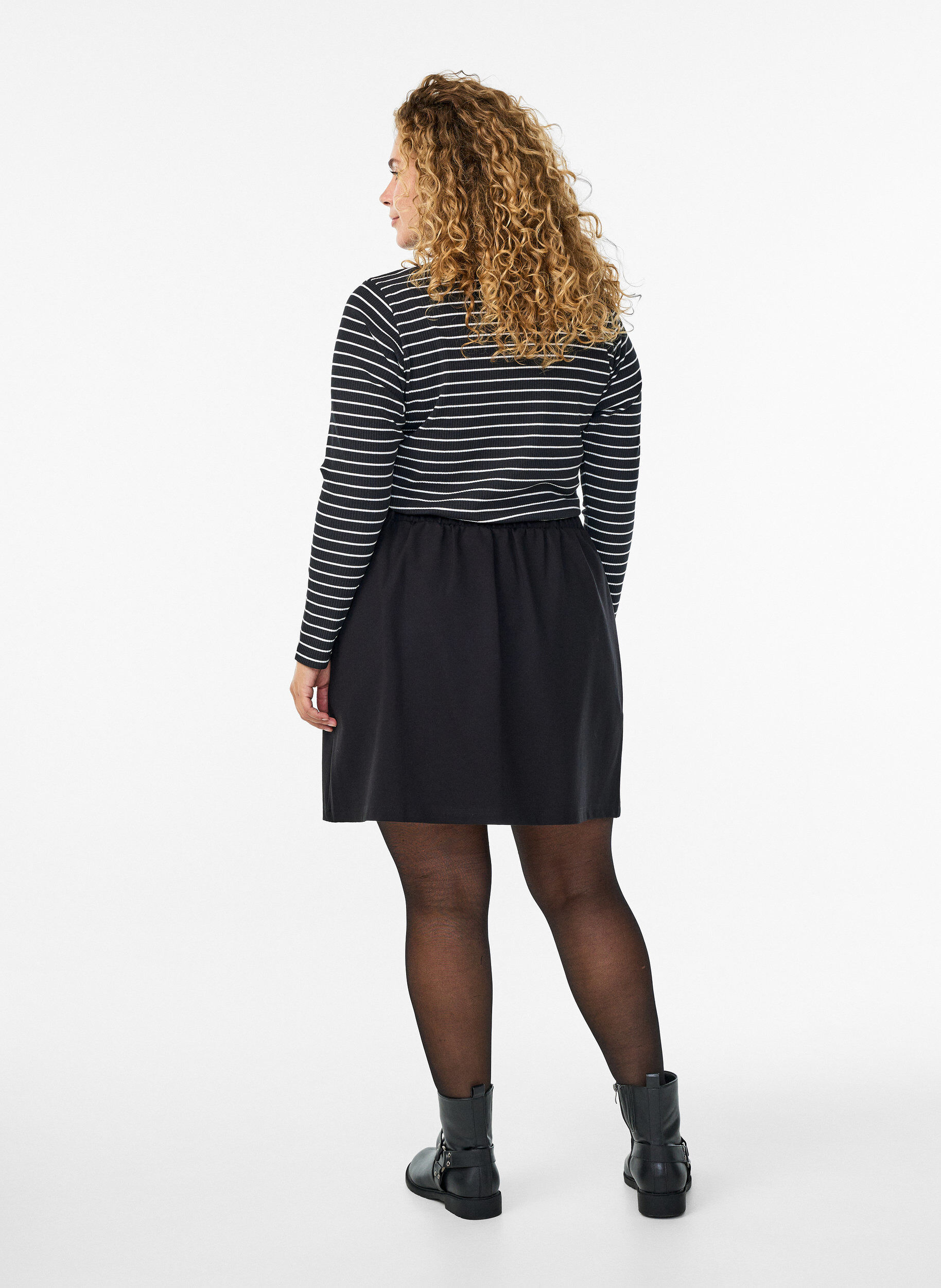 ZizziKorte jerseysrok met split, Zwart, Model image number 2