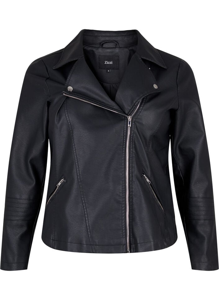 Bikerjack in imitatieleer, Zwart, Packshot image number 0