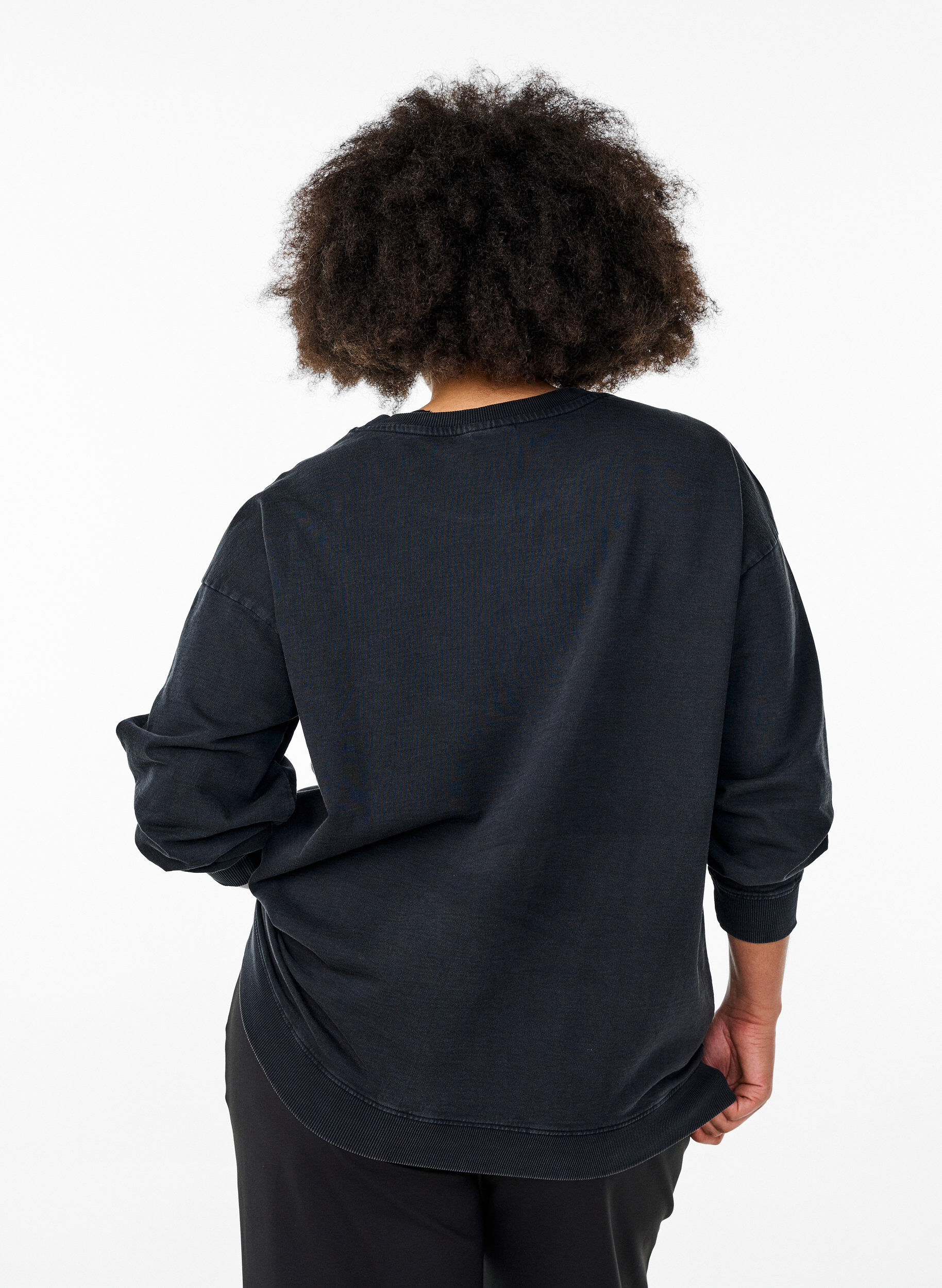 ZizziLosvallend sweatshirt met gewassen look, Grijs, Model image number 2