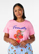 T-shirt van biologisch katoen met tomatenprint, Roze, Model image number 0