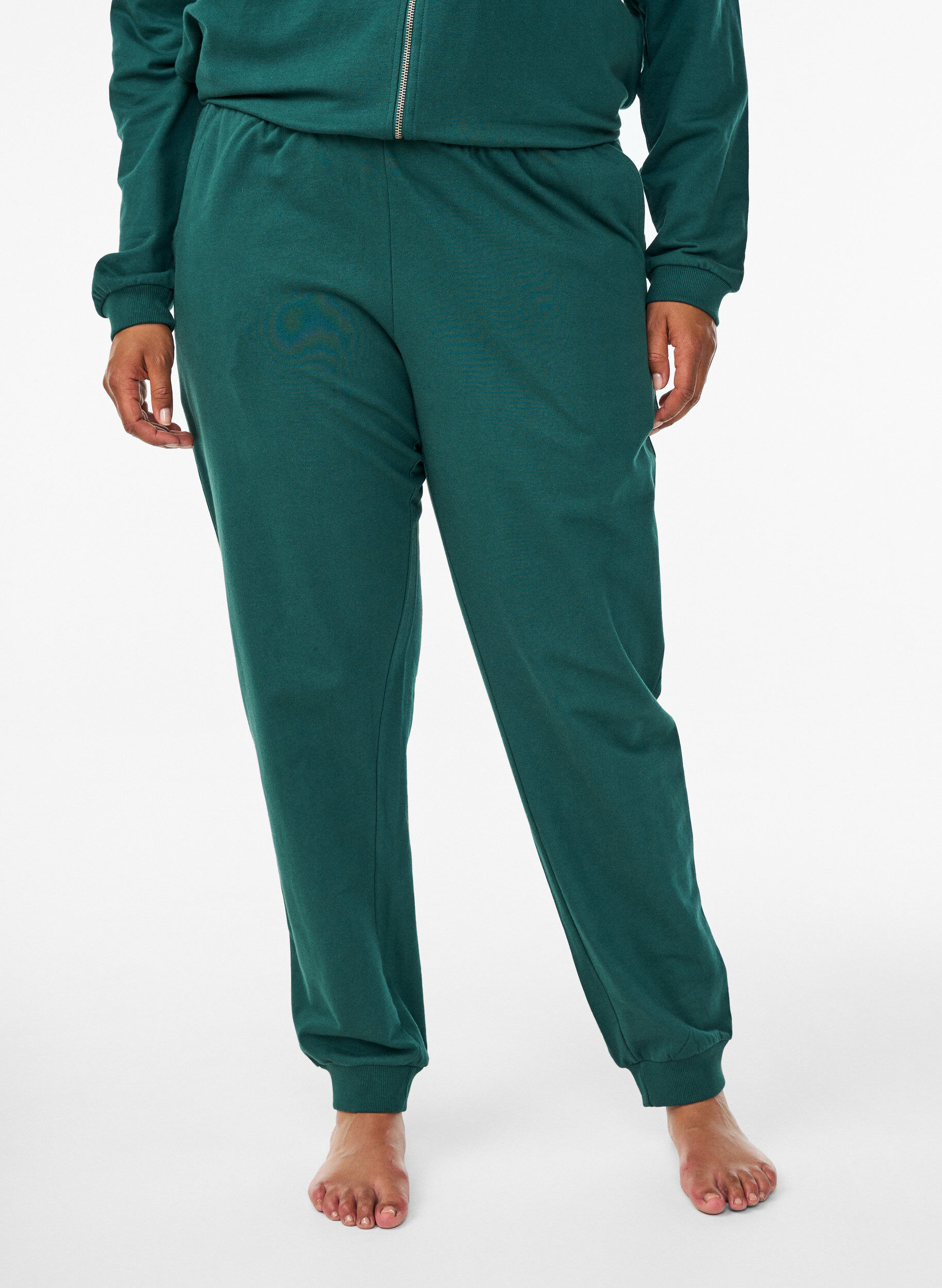 ZizziHoge taille katoenen sweatpants, Groen, Model image number 2