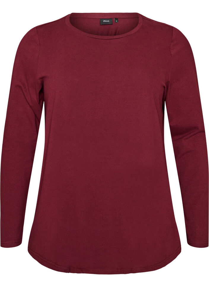 Basic jerseyblouse met lange mouwen, Rood, Packshot image number 0
