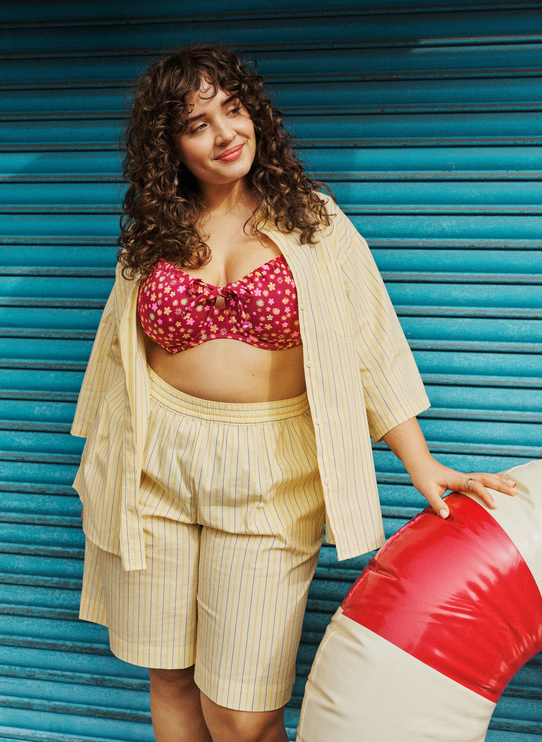 ZizziGestreepte blouse in een los pasvorm, Geel, Image image number 0