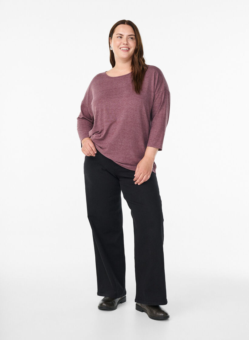 FLASH – Jersey blouse met 3/4 mouwen, Rood, Model image number 1