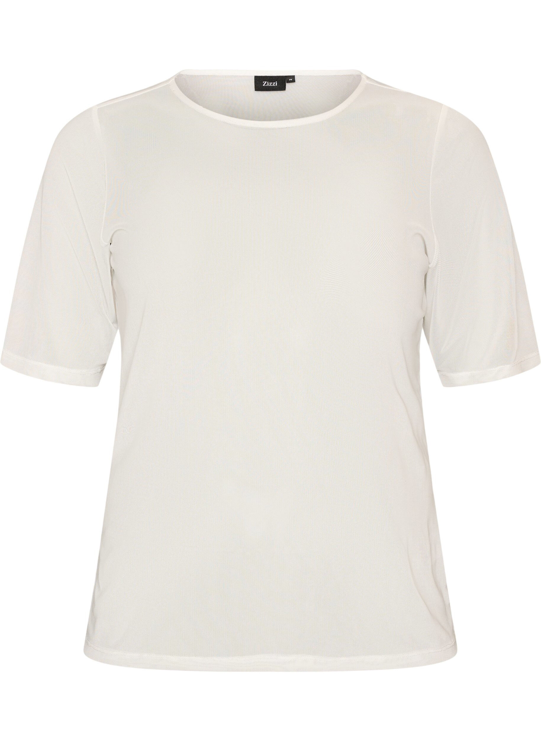 Mesh top met korte mouwen en ronde hals