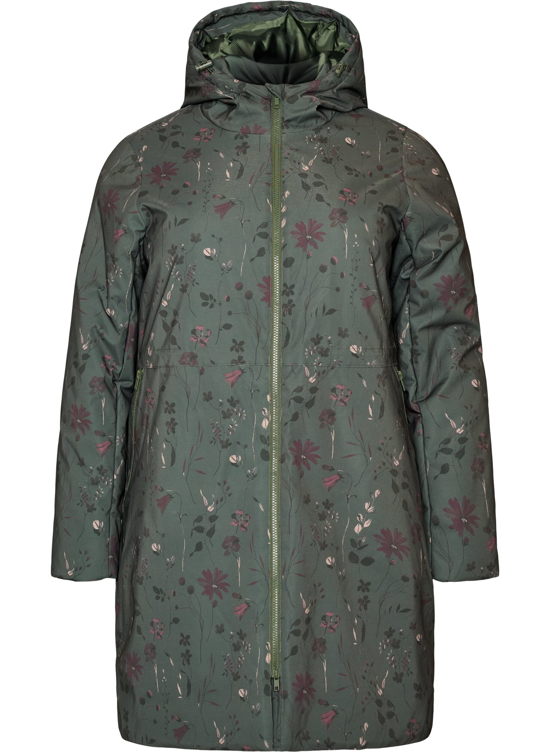 Gewatteerde winterjas met bloemenprint