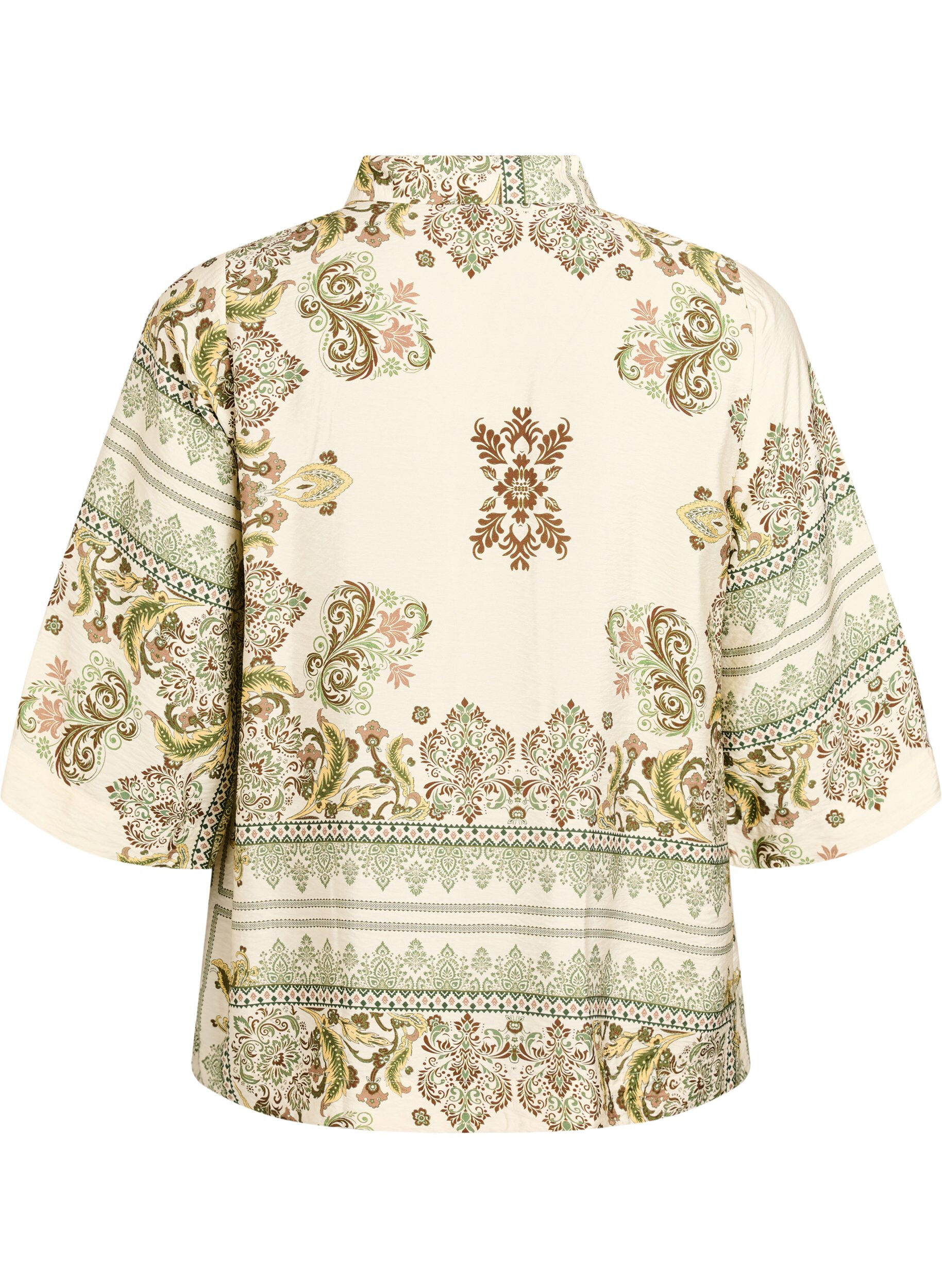 ZizziViscose blouse met 3/4-mouwen en patroon, Groen, Packshot image number 1