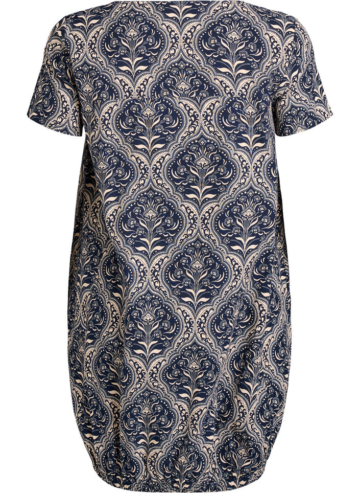 Katoenen jurk met korte mouwen en print, Blauw, Packshot image number 1