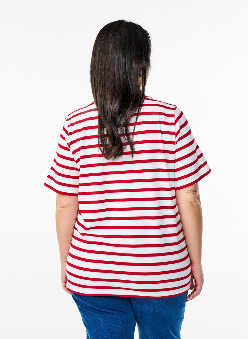 Gestreept T-shirt van biologisch katoen, Urban Red B.W.Stripe, Model