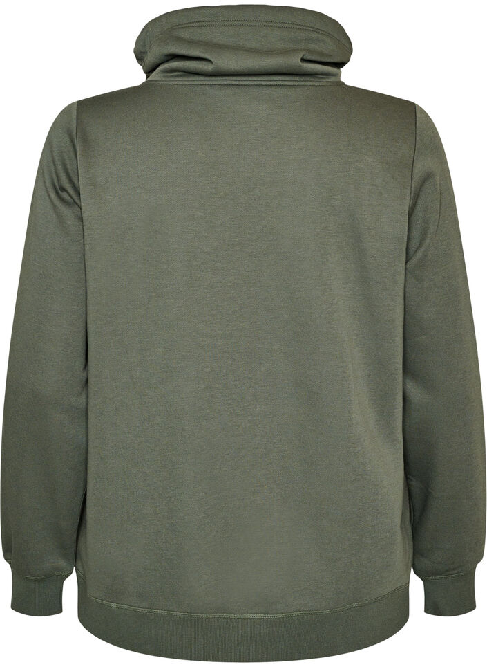 Sweatshirt met hoge kraag en zakken, Groen, Packshot image number 1