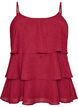 Gelaagde top met ruches en spaghettibandjes, Rood, Packshot image number 0