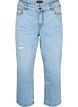 Gecropte Vera jeans met distressed details, Blauw, Packshot image number 0