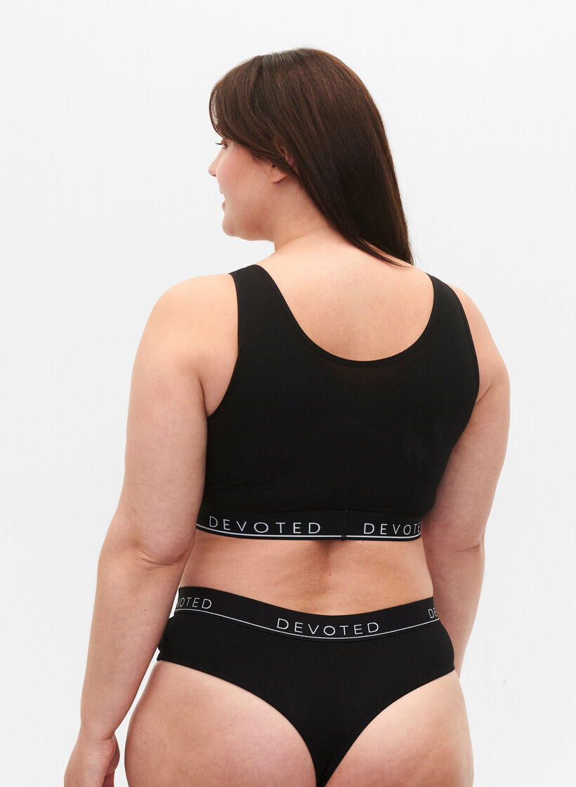 Katoenen G-string met normale taille, Zwart, Model image number 1