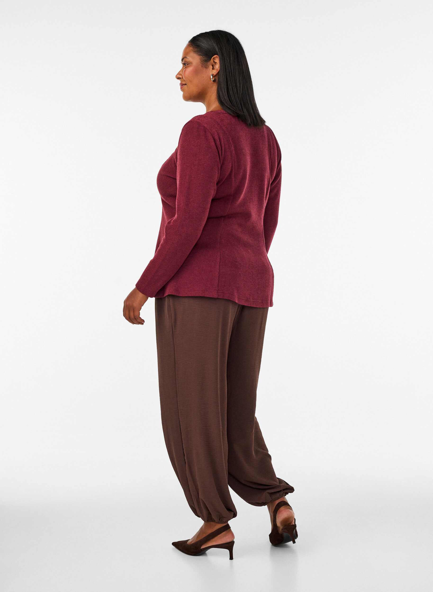 ZizziBallonbroek met hoge taille, Bruin, Model image number 1