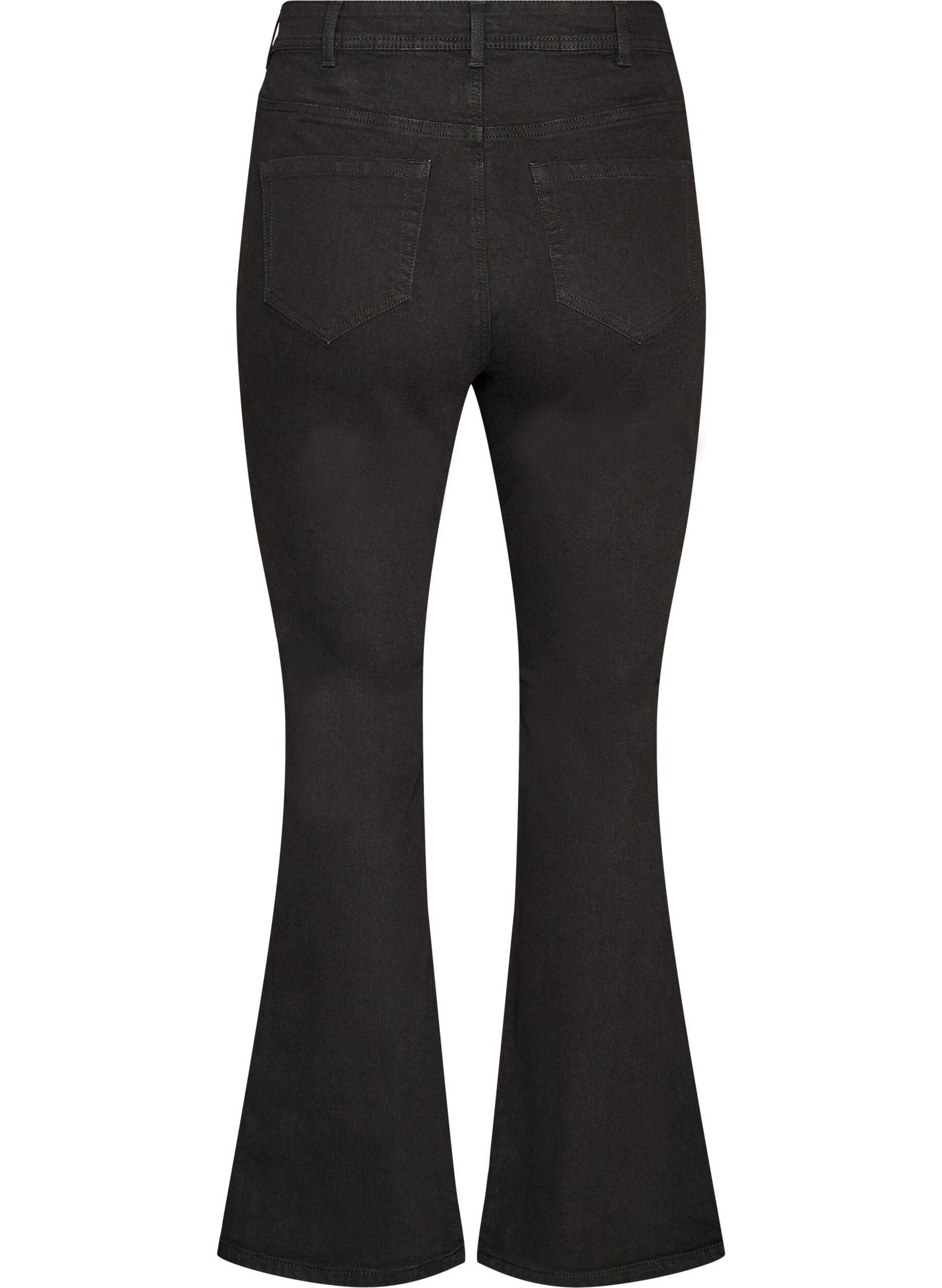 ZizziHoog getailleerde jeans met bootcut, Zwart, Packshot image number 1