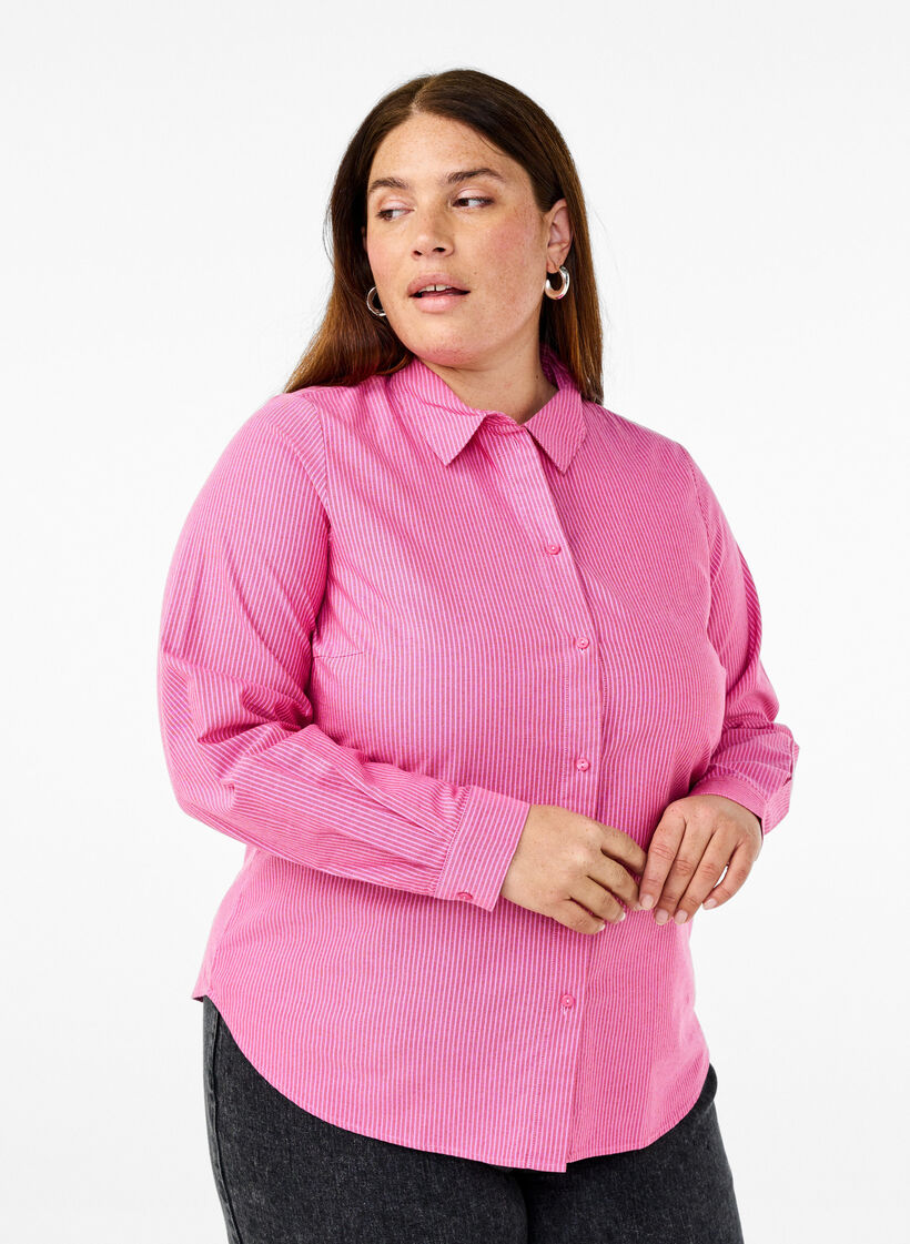 Katoenen overhemd met lange mouwen, Rood, Model image number 0