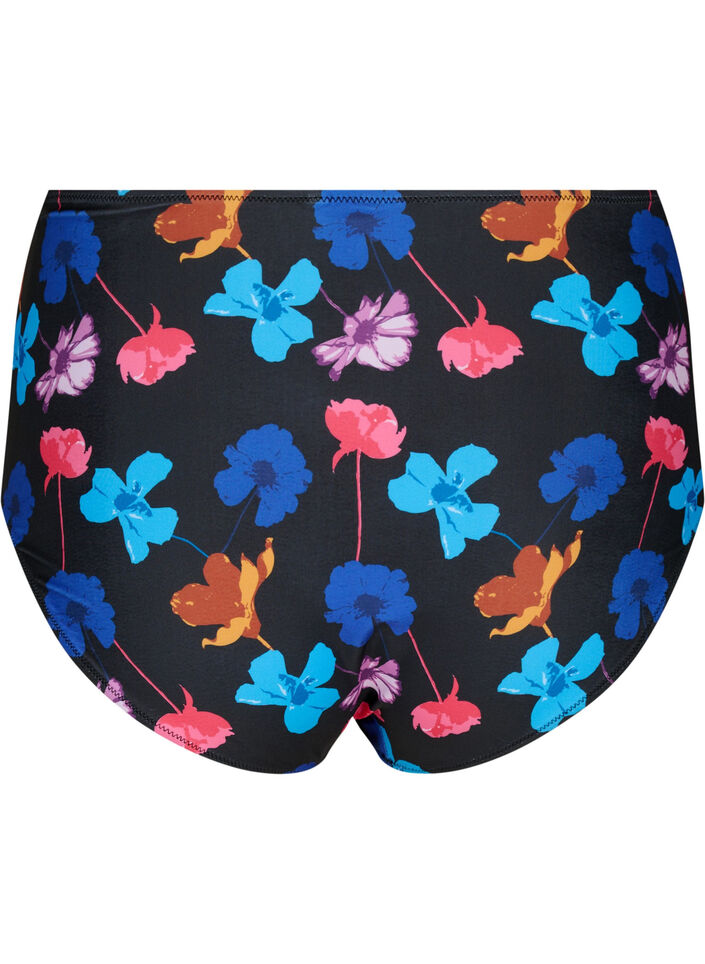 Bikinibroekje met print en hoge taille, Zwart, Packshot image number 1