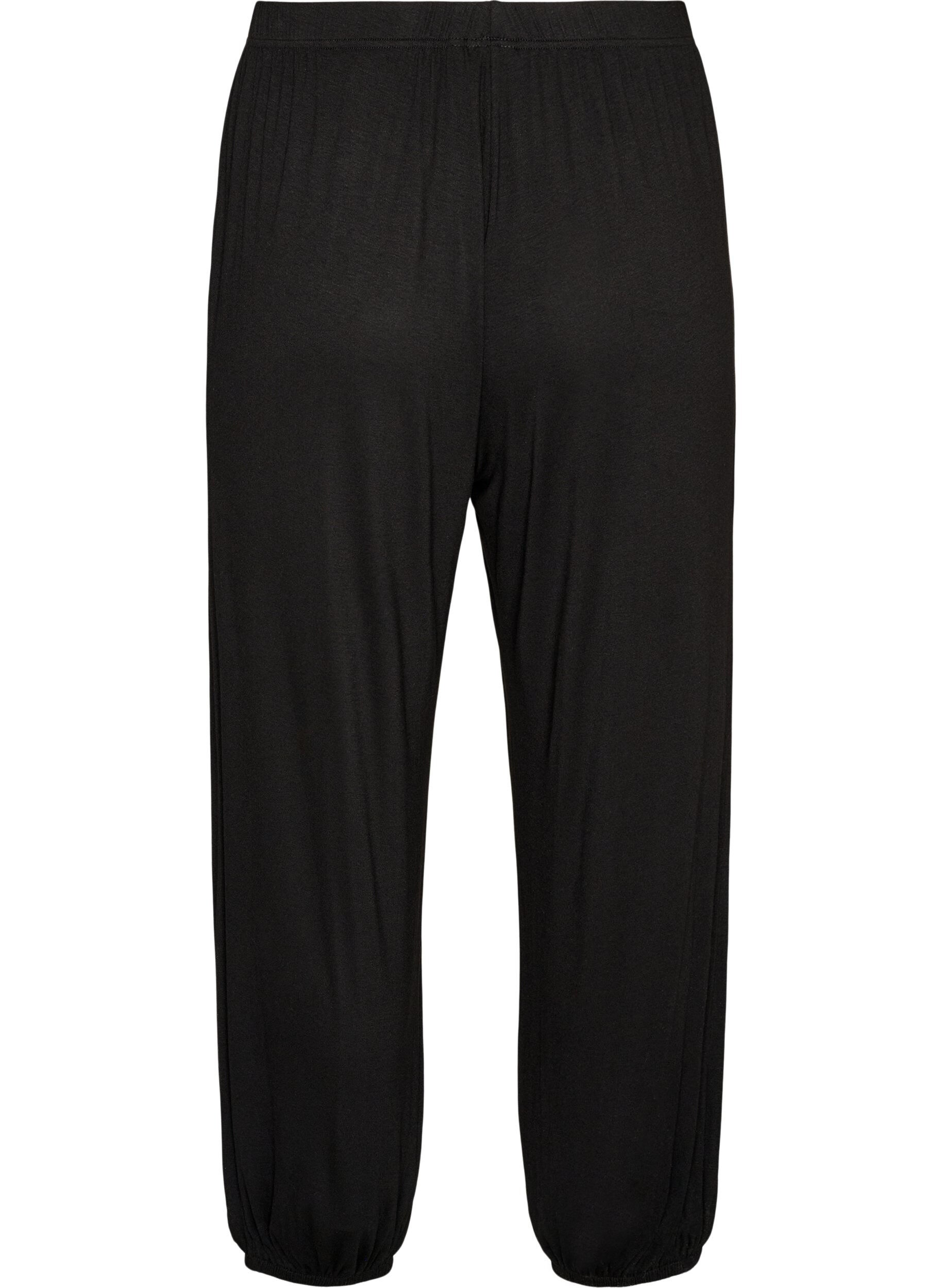ZizziLosse pyjamabroek in viscose met een elastische taille, Zwart, Packshot image number 1