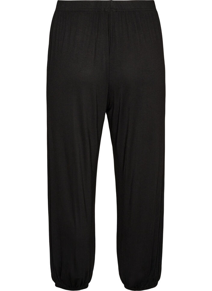 Losse pyjamabroek in viscose met een elastische taille, Zwart, Packshot image number 1