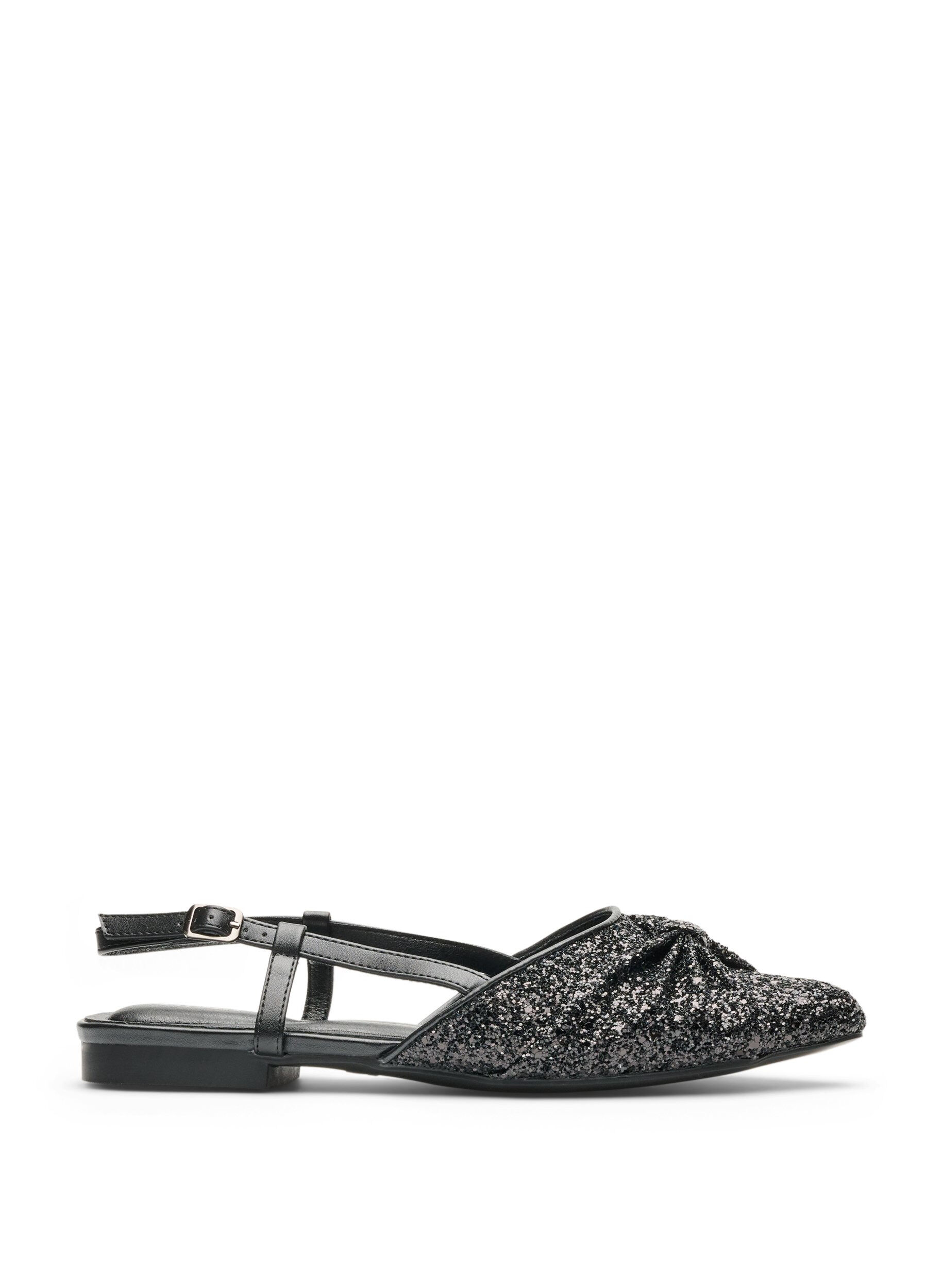 Escarpin slingback paillet&eacute; avec n&oelig;ud
