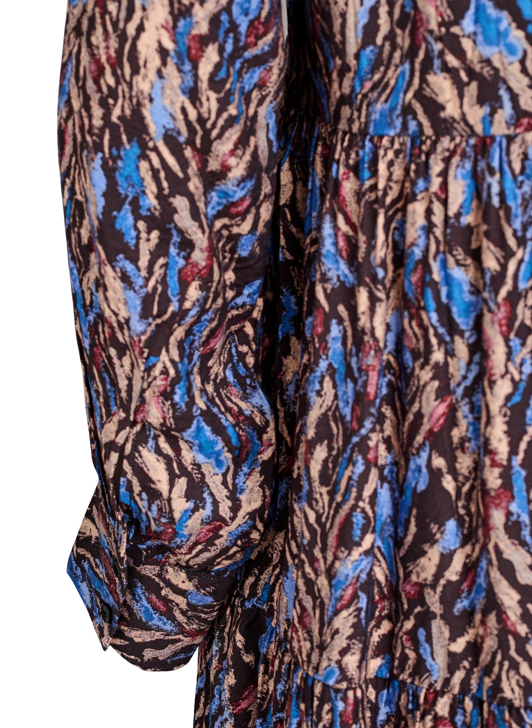 ZizziA-lijn jurk met ruchekraag, Blauw, Packshot image number 3