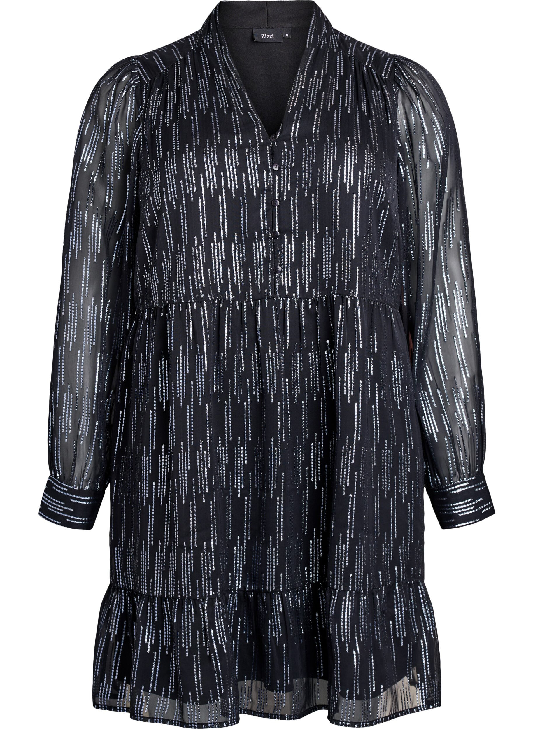 Korte feestjurk met glitterpatroon