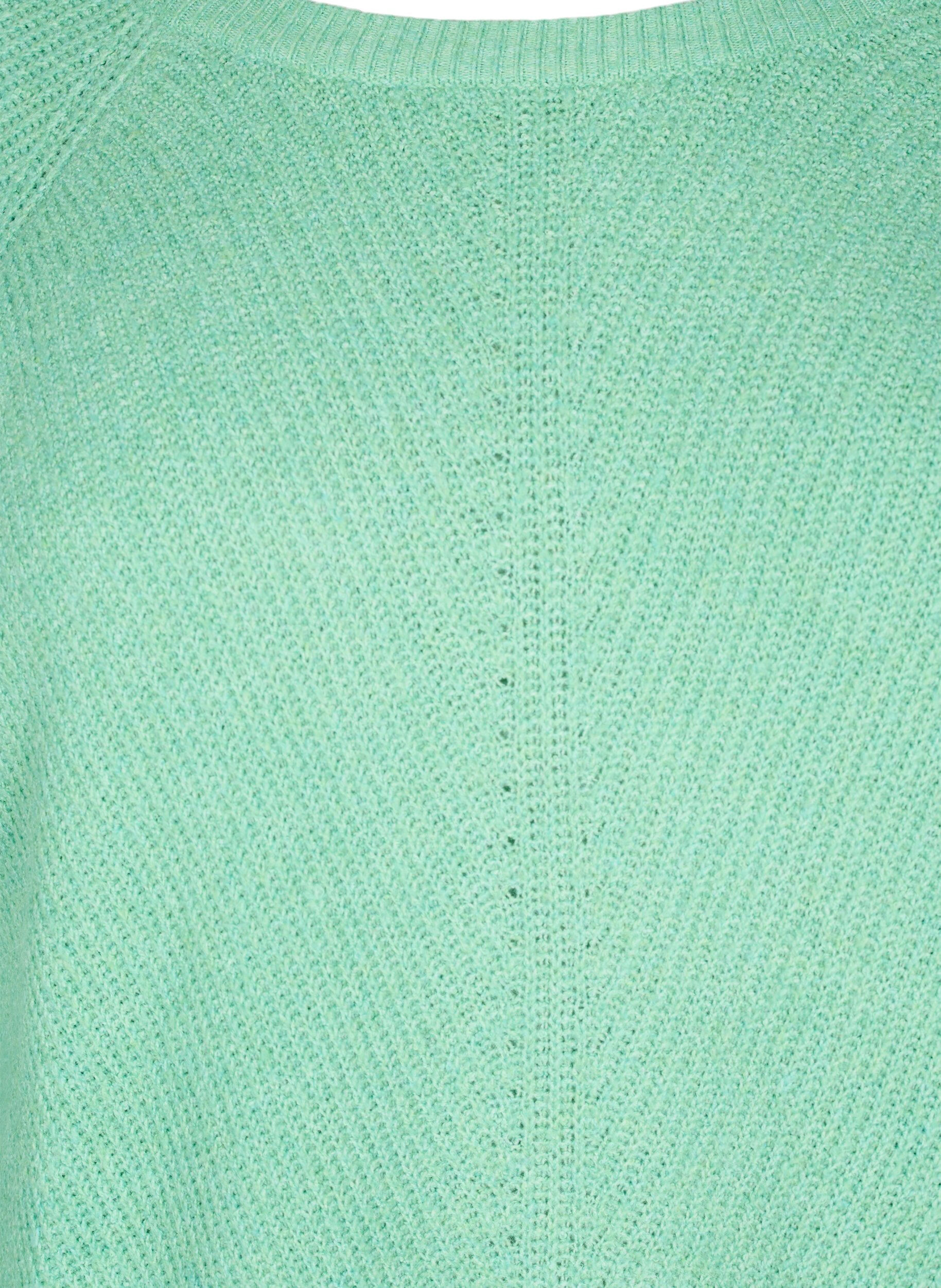 ZizziGebreide blouse met ronde hals, Light G. Green Mel., Packshot image number 2