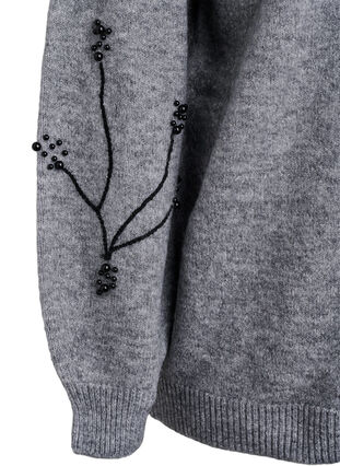 ZizziTrui met parelborduursel, Medium Grey Melange, Packshot image number 3