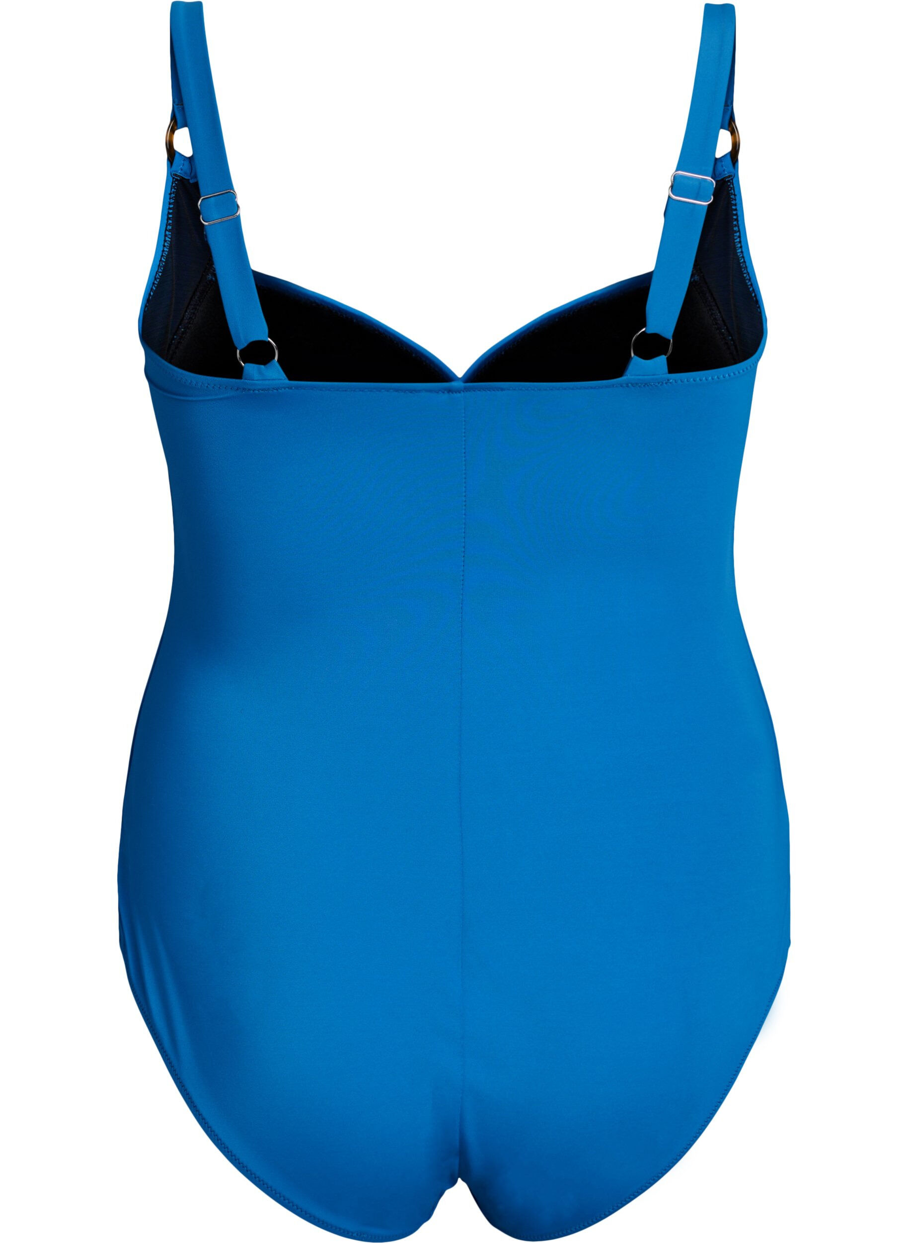 ZizziGewatteerd badpak met draperie, Blauw, Packshot image number 1