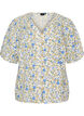 Katoenen shirt met korte mouwen en een V-hals, Blauw, Packshot image number 0