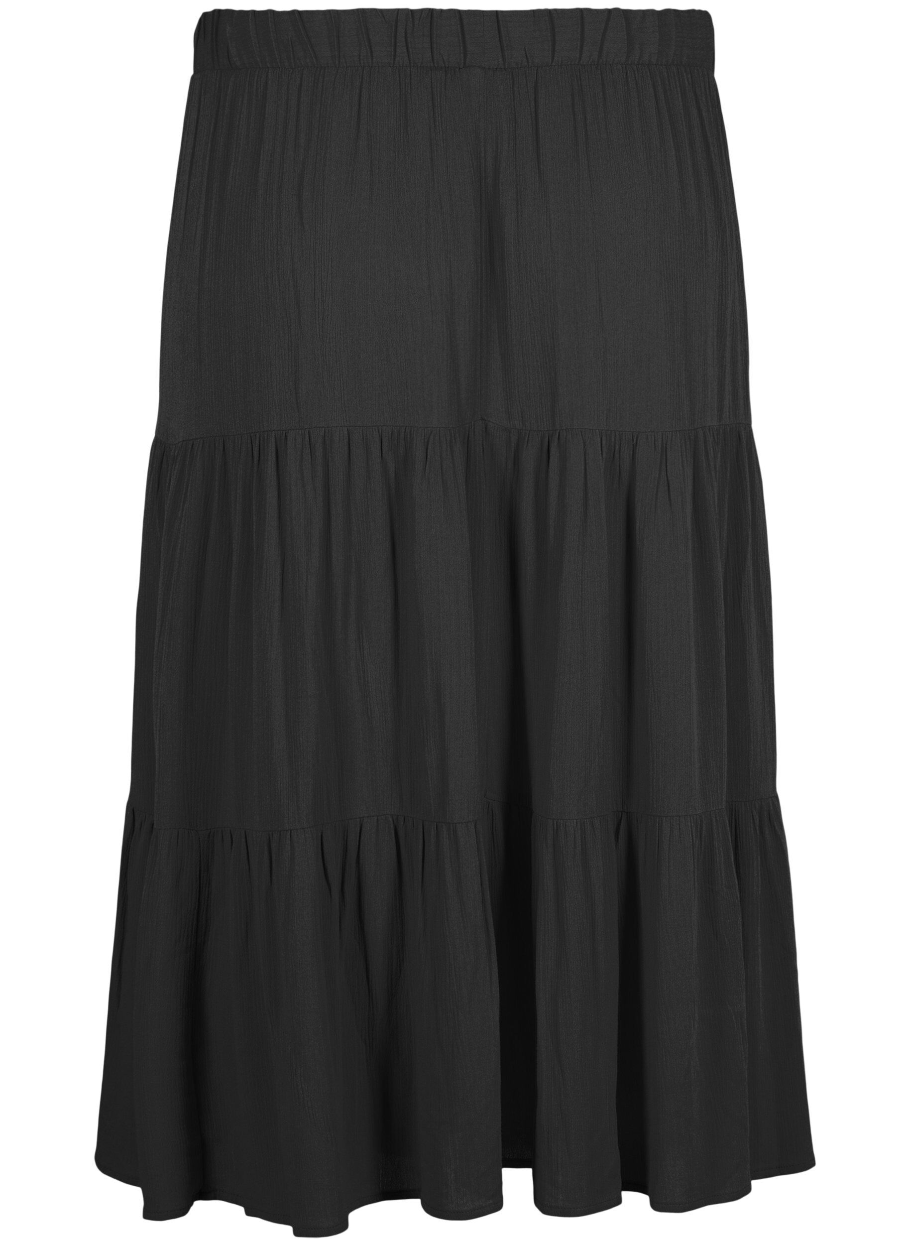 ZizziLange rok met elastiek in de taille, Zwart, Packshot image number 1
