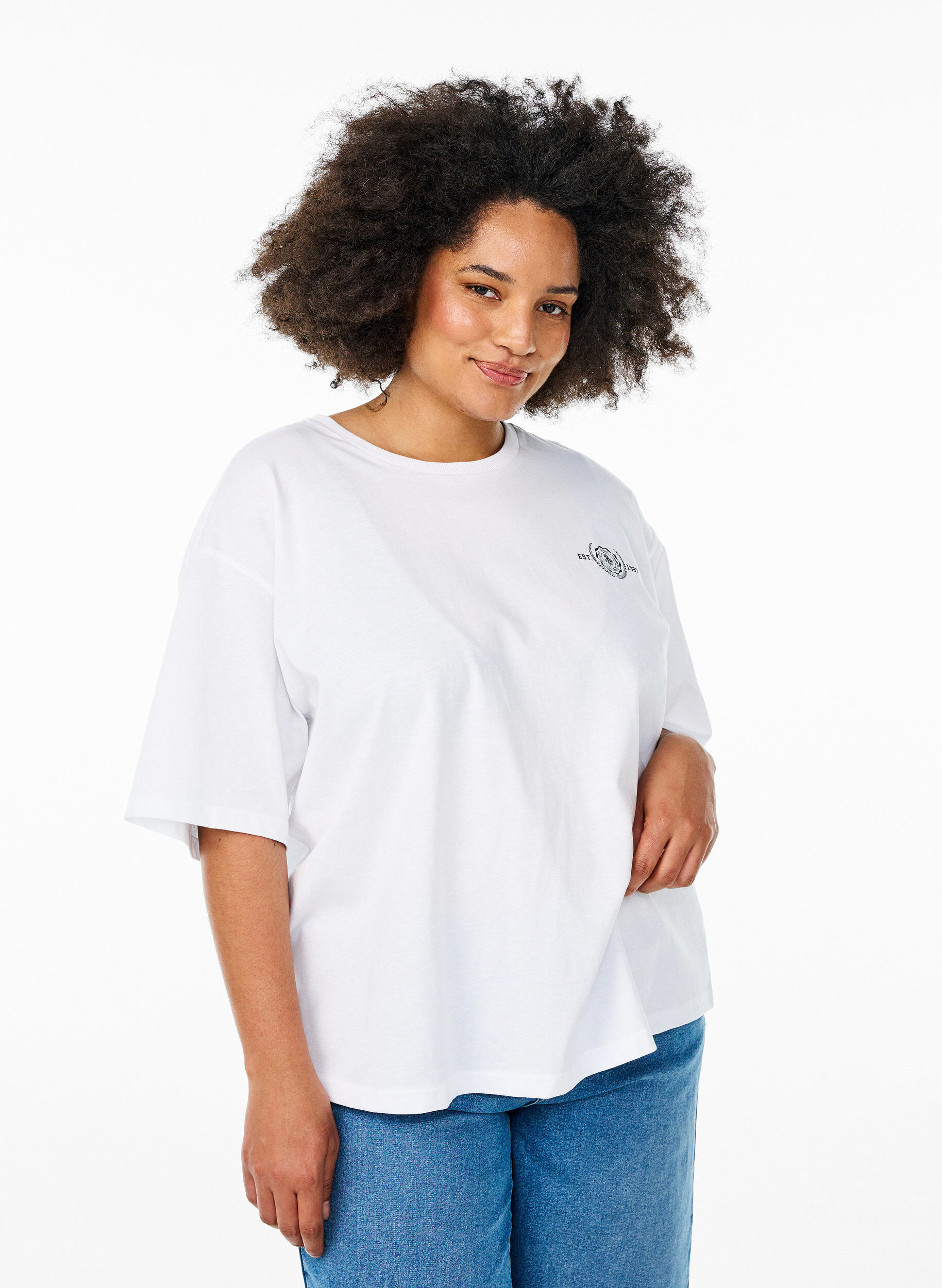 ZizziOversized T-shirt met rugprint, Wit, Model image number 2