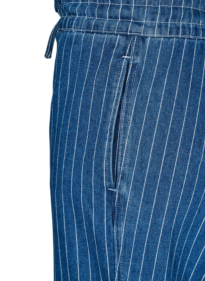 Denim jeans met wijde pijpen en strepen, Blauw, Packshot image number 3