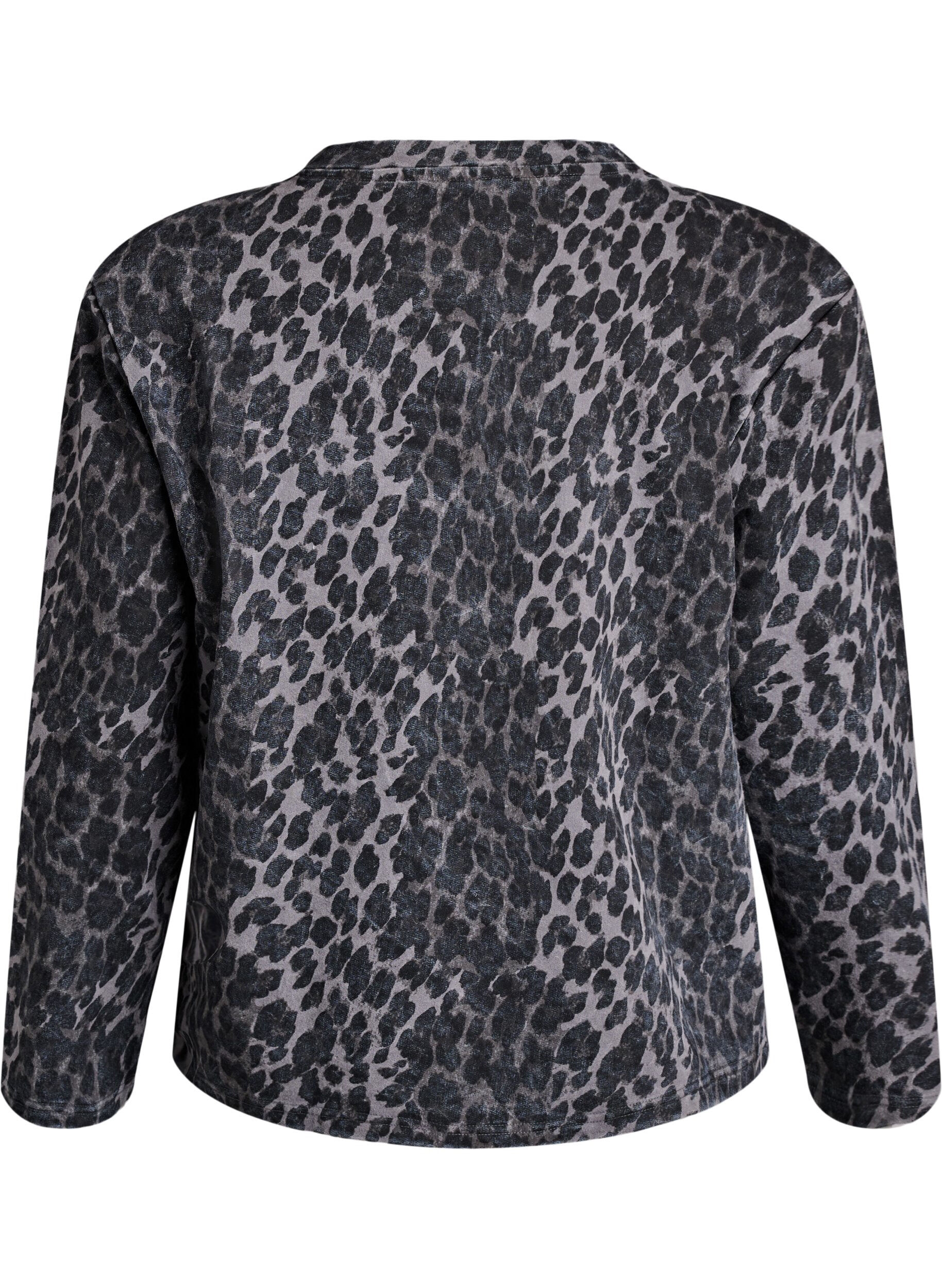 ZizziGewassen sweatshirt met luipaardprint, Grijs, Packshot image number 1