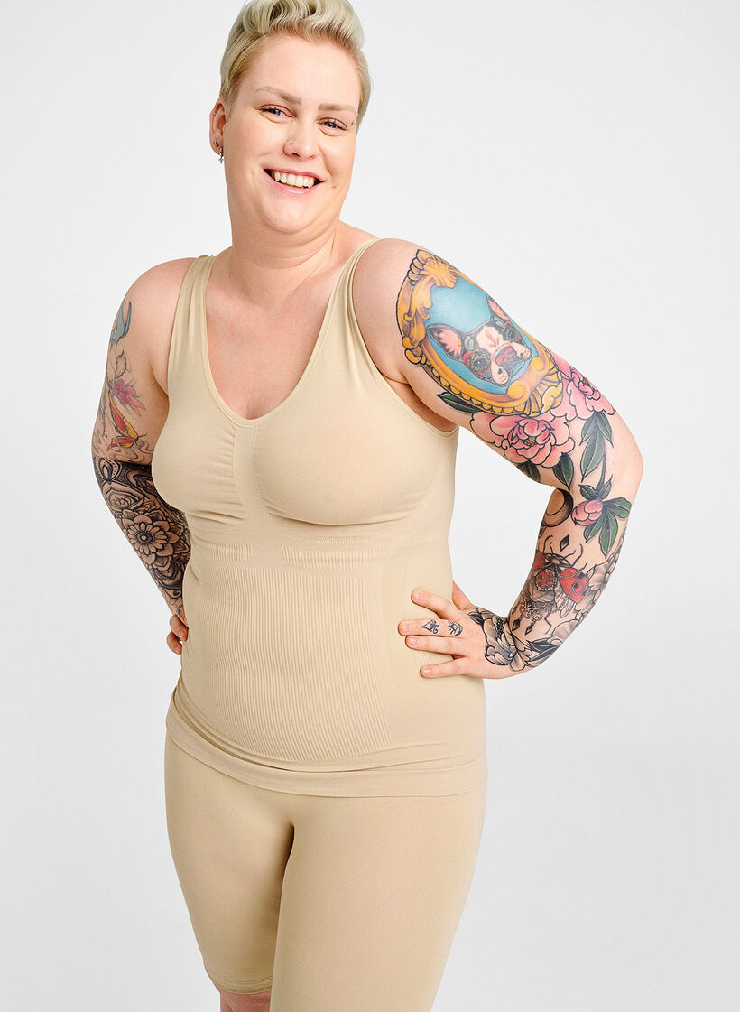 Shapewear top met brede bandjes, Beige, Image